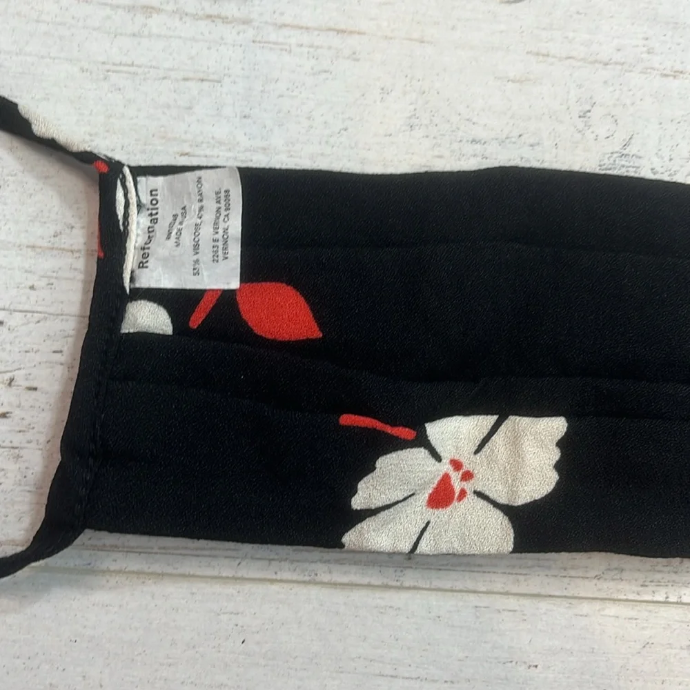 Reformation Black White Red Floral Face Mask